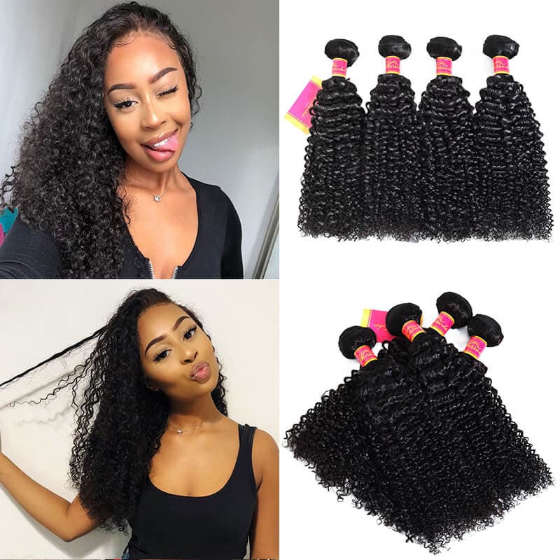 Unprocessed WorldNewHair Kinky Curly 4 Bundles Brazilian Human Virgin Hair Bundles Deal