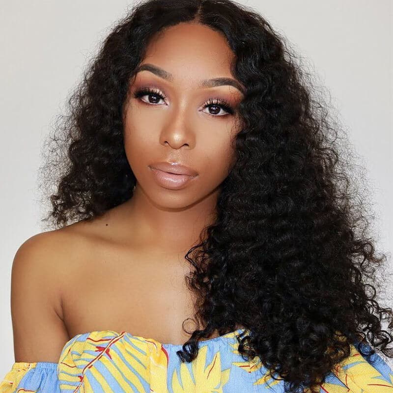 WorldNewHair Curly Hair Weave 100% Human Hair 3 Bundles Natural Color