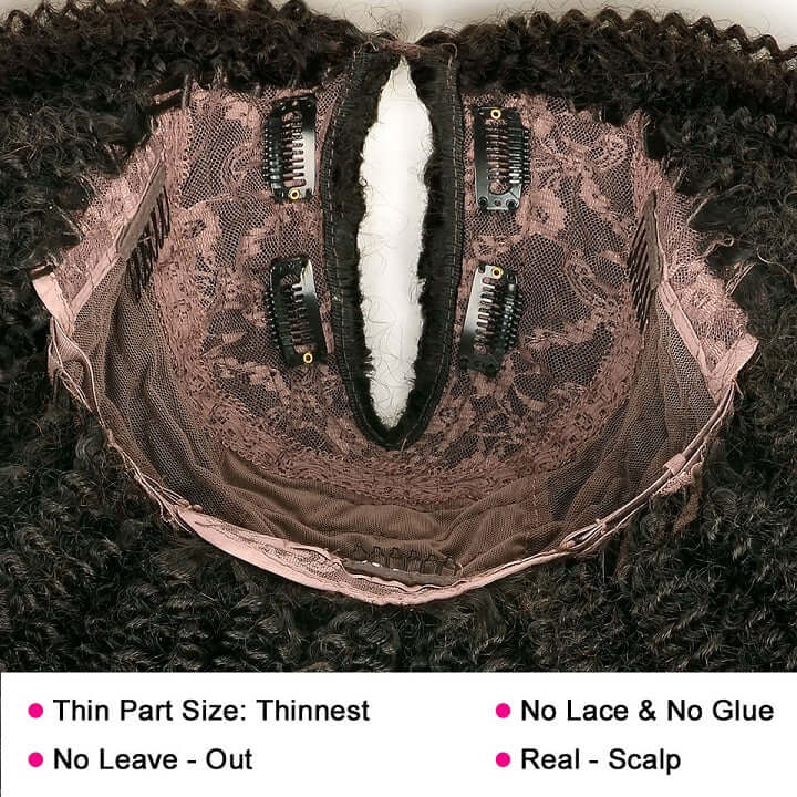 V Part Kinky Curl Wig Upgrade U Part Human Hair Wig Beginner Friendly