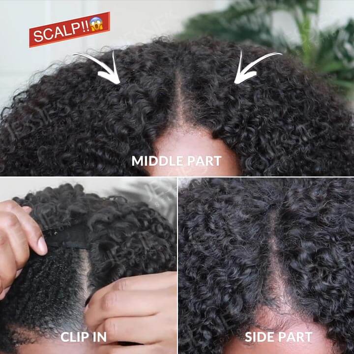 V Part Kinky Curl Wig Upgrade U Part Human Hair Wig Beginner Friendly