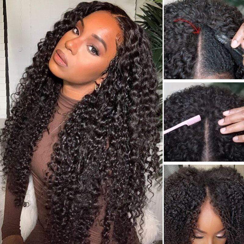 V Part Kinky Curl Wig Upgrade U Part Human Hair Wig Beginner Friendly