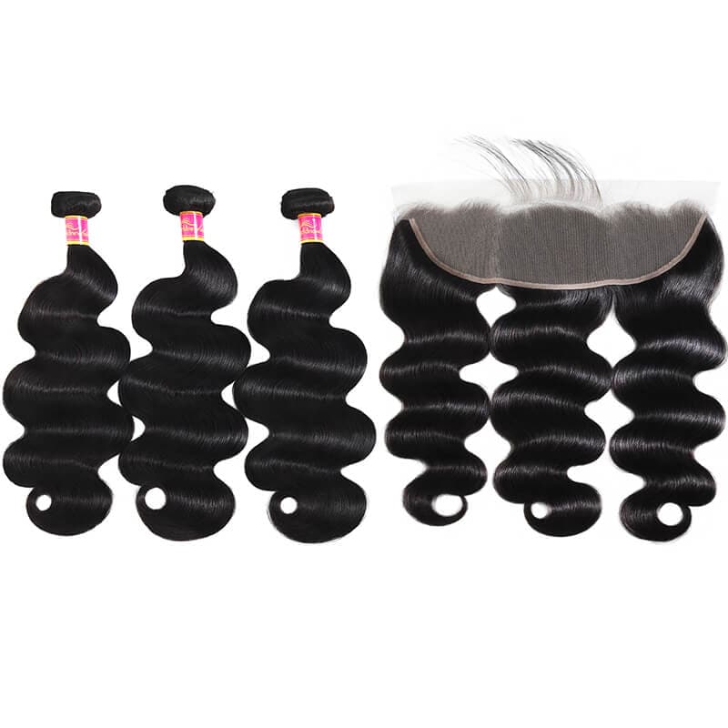 WorldNewHair 3 Bundles With Frontal Brazilian Body Wave Human Hair Bundles With Frontal On Sale