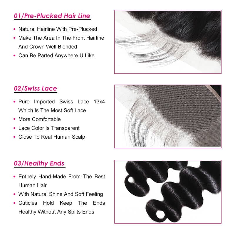 WorldNewHair 3 Bundles With Frontal Brazilian Body Wave Human Hair Bundles With Frontal On Sale