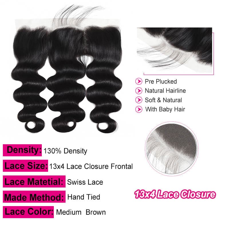 WorldNewHair 3 Bundles With Frontal Brazilian Body Wave Human Hair Bundles With Frontal On Sale