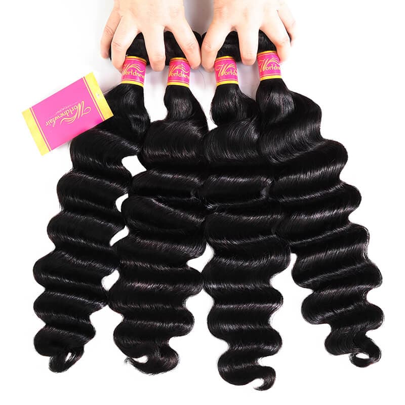 Loose Deep Wave Brazilian Human Virgin Hair Weave 4 Bundles