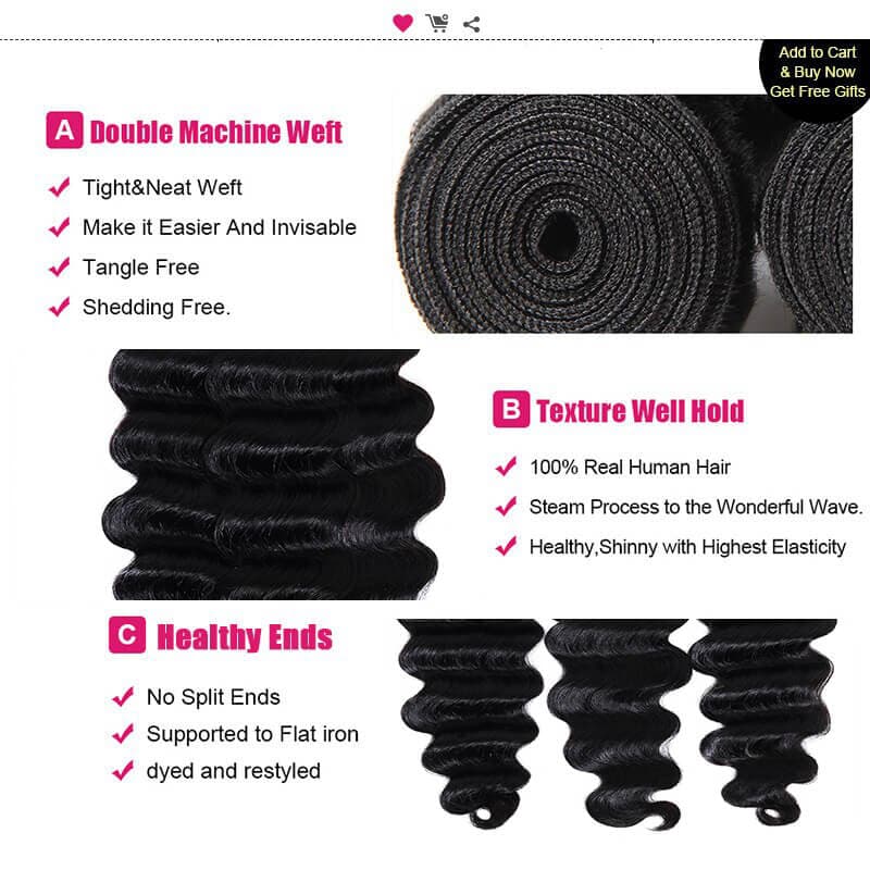 Loose Deep Wave Brazilian Human Virgin Hair Weave 4 Bundles