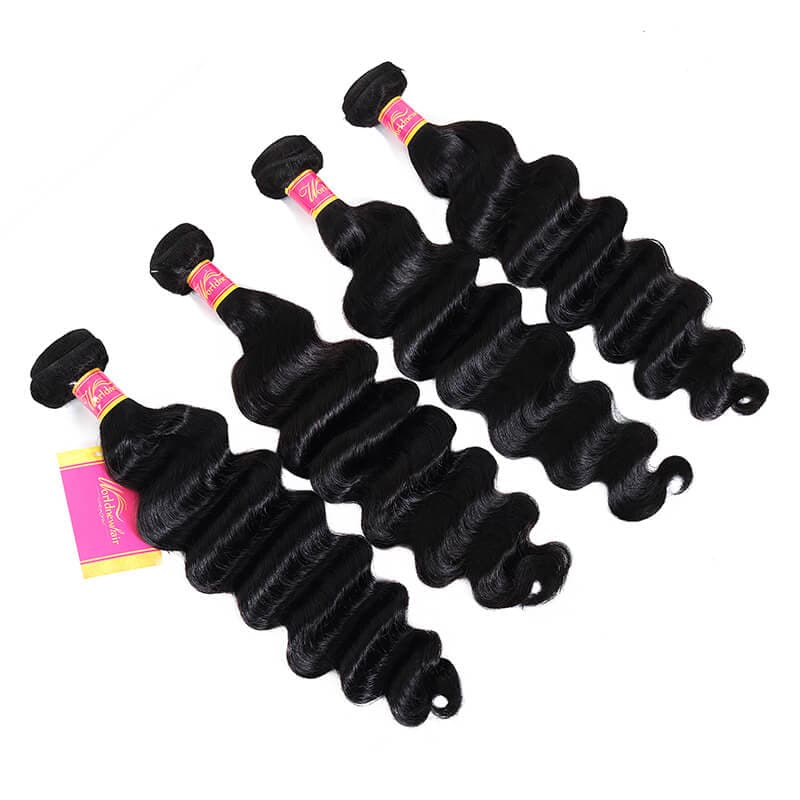 WorldNewHair Brazilian Loose Deep Wave Human Virgin Hair 4 Bundles