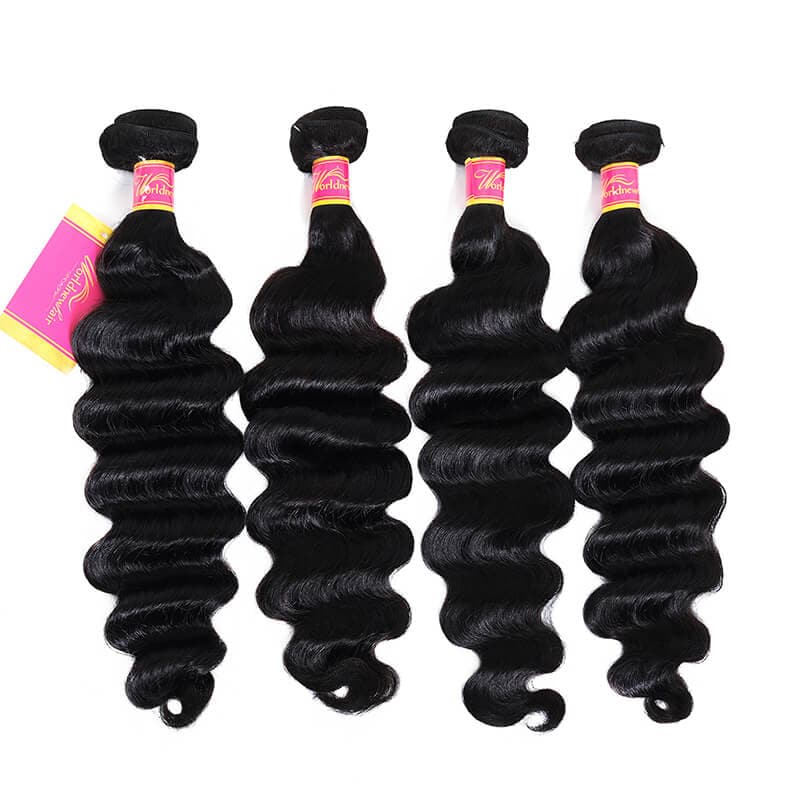 WorldNewHair Brazilian Loose Deep Wave Human Virgin Hair 4 Bundles