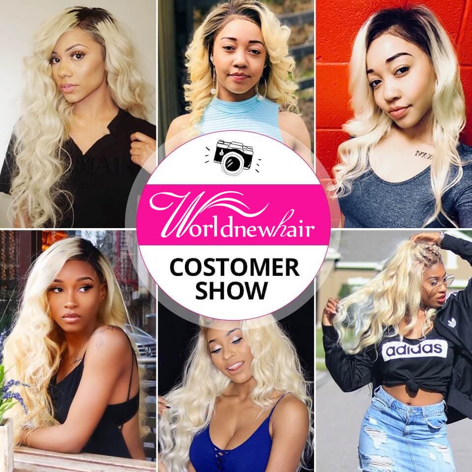 WorldNewHair Blonde Body Wave Hair 4 Bundles Brazilian Ombre Body Wave Human Virgin hair Weft