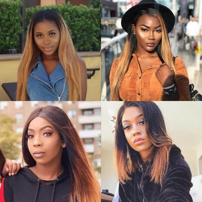 Straight Hair 3 Bundles Ombre Colored Brazilian Human Virgin Hair Weft