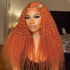 Orange Ginger Color Water Wave 13x4 HD Human Hair Lace Wigs With Pre-Plucked Baby Hair