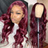 Burgundy 99J Colored Wigs Curly Hair 4x4 Lace Closure Wigs