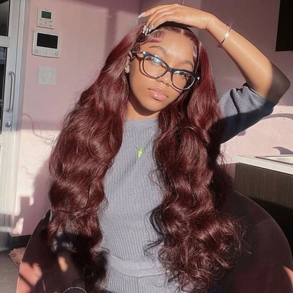 #33 Reddish Auburn Color Body Wave Human Hair lace Front Wig HD Lace For All Skin