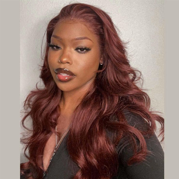 #33 Reddish Auburn Color Body Wave Human Hair lace Front Wig HD Lace For All Skin