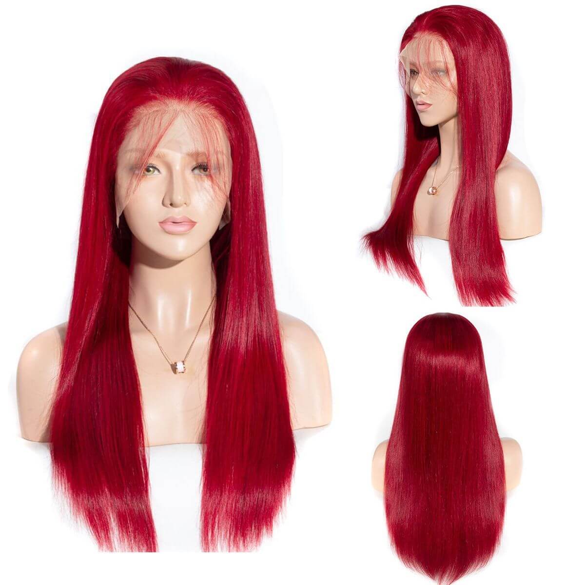 Red Color 13x4 HD Lace Front Wig Straight Virgin Human Hair Wigs