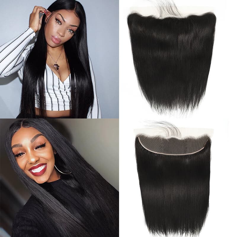 Straight Human Hair 13x4 Lace Closure Frontal Swiss Lace 100% Natural Hairline