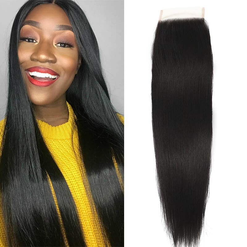Straight 4x4 Lace Closure Natural Color Non Remy Straight Frontal Closure Free Part