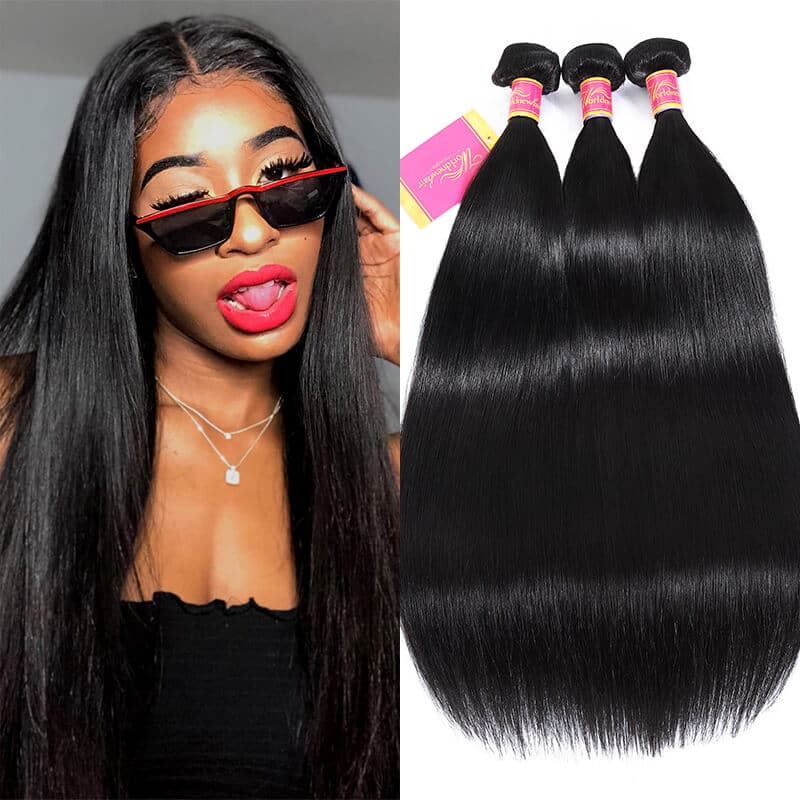 WorldNew Hair Bundles 3 Pcs/pack Hair Brazilian Straight Virgin Hair Weave