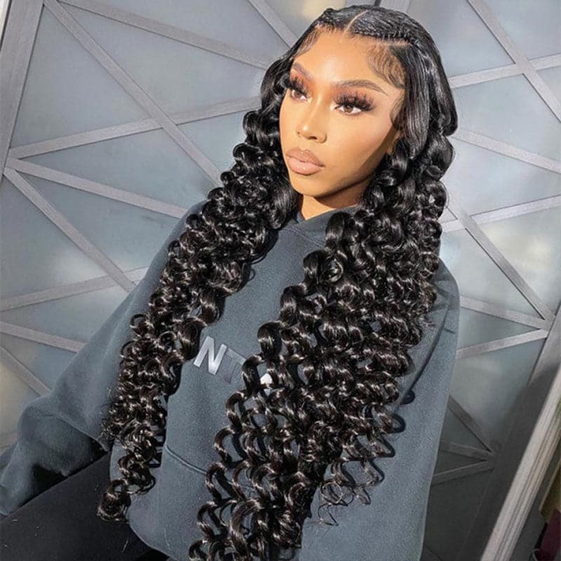 Wand Curl 180% Density Loose Deep13x4 HD Lace Human Hair Wig Natural Hairline