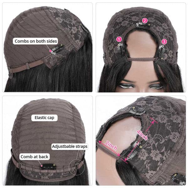 Kinky Curly U-part Wigs 100% Virgin Human Hair Wigs Glueless Wig