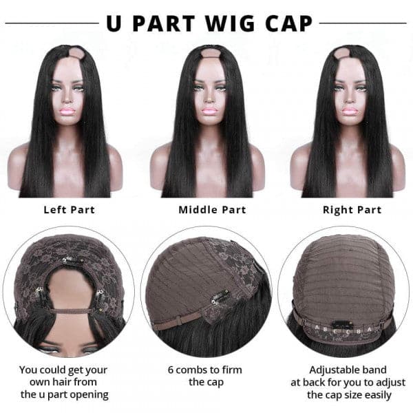 Body Wave U Part Wigs 2x4 Inch U Part Dark Aubrun Ombre Color Human Hair Wigs 150% Density
