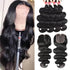 Body Wave Hair 4 Bundles With Lace Closure 100% Virgin Human Hair