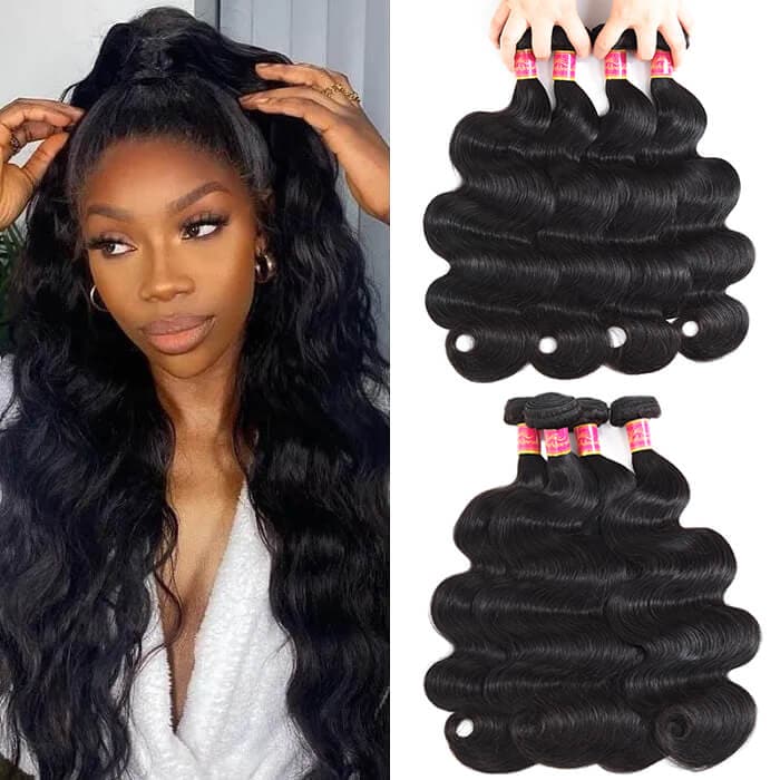 WorldNewHair Brazilian Body Wave Virgin Hair 4 Bundles Unprocessed Remy Human Hair Weave
