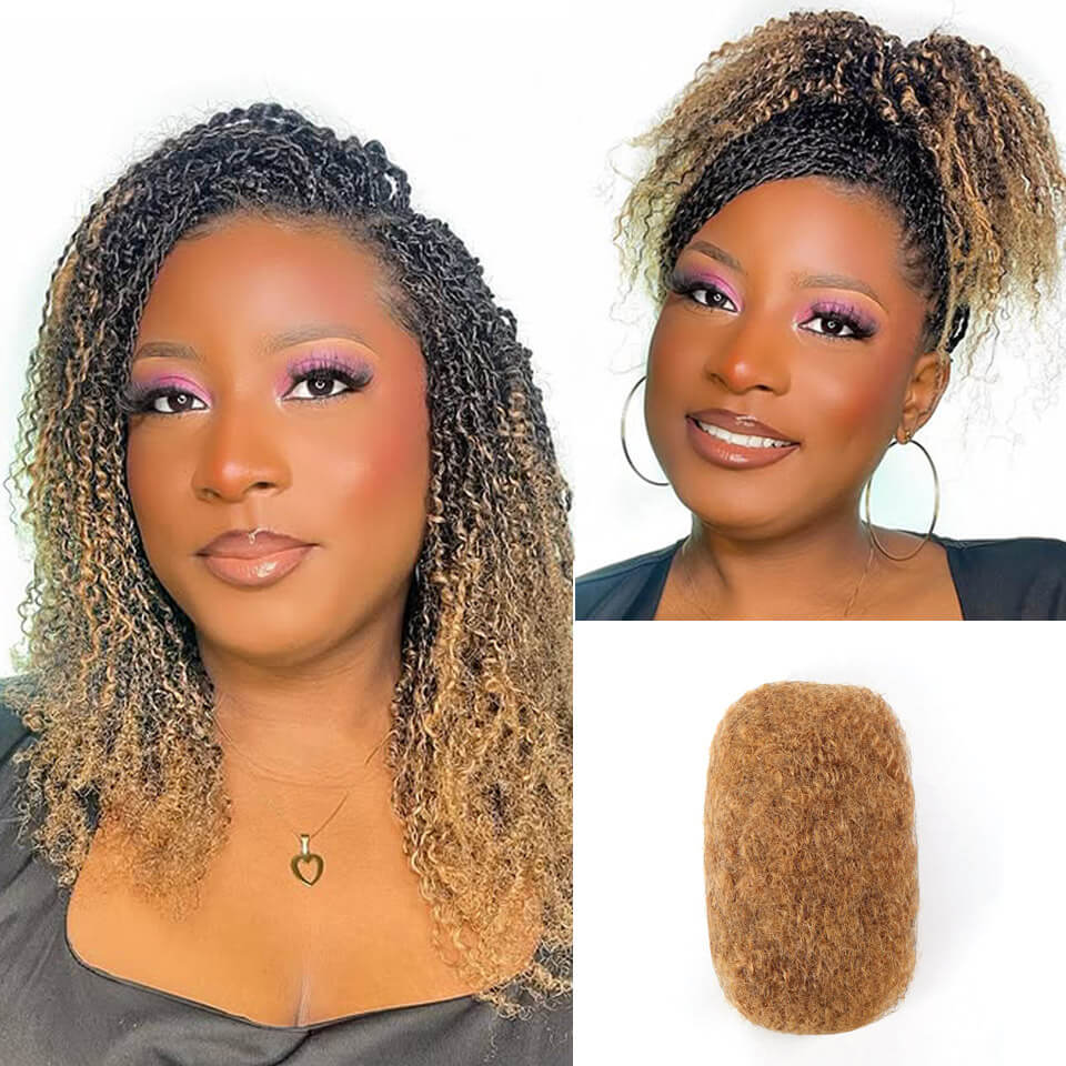 Honey Blond Remy Human Hair Afro kinky Bulk Hair For Braiding Dreadlock Twists Locs Hair