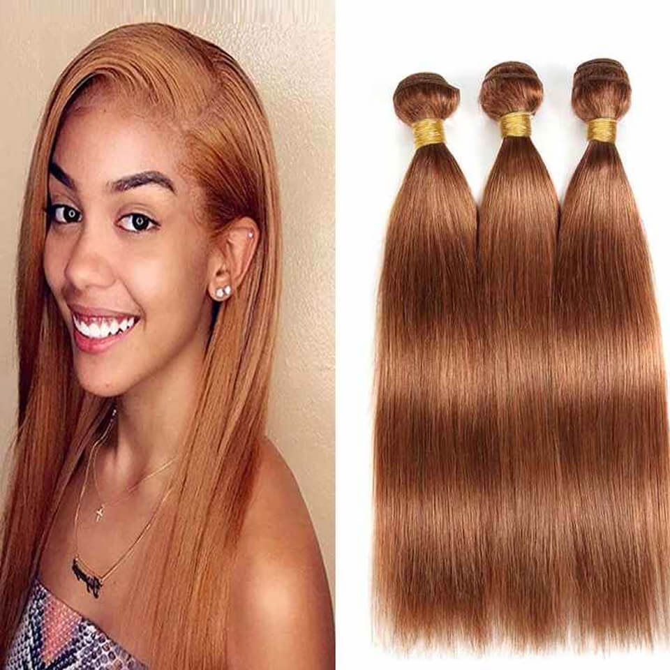 Chestnut Brown Straight Bundles Hair Human Hair 4 bundles Hair Weave Extension