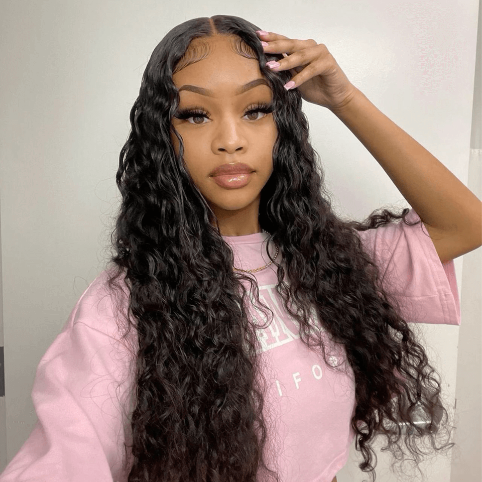 Curly 360 Lace Frontal Wig Pre Plucked Human Hair Wigs