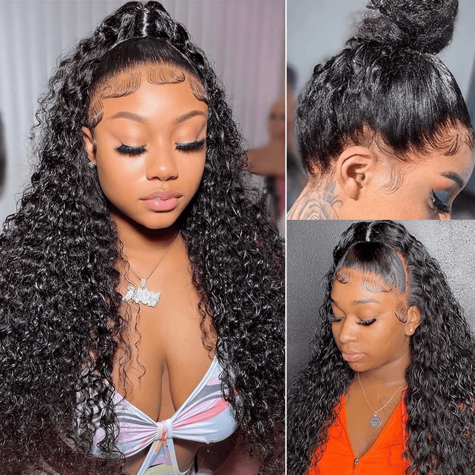 Curly 360 Lace Frontal Wig Pre Plucked Human Hair Wigs