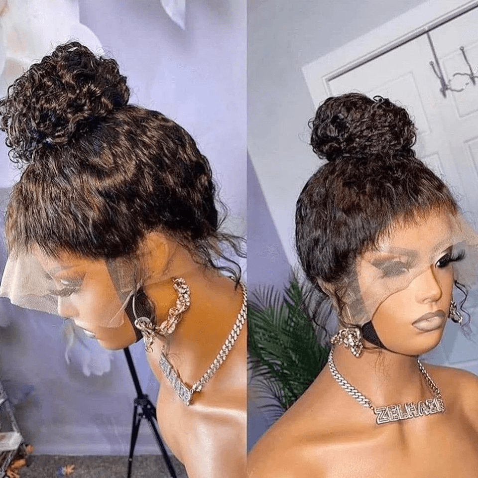 Curly 360 Lace Frontal Wig Pre Plucked Human Hair Wigs