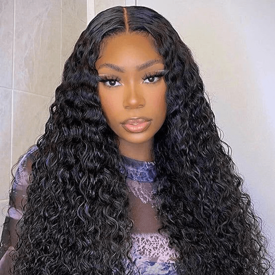 Curly 360 Lace Frontal Wig Pre Plucked Human Hair Wigs