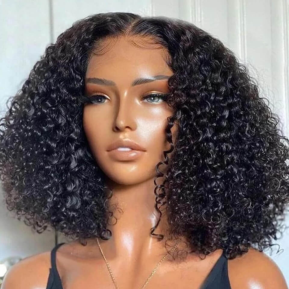 Wear And Go Curly Bob Lace Closure Wig Glueless HD Pre-Cut Human Hair Wigs 4x4 5x5 Lace Wig