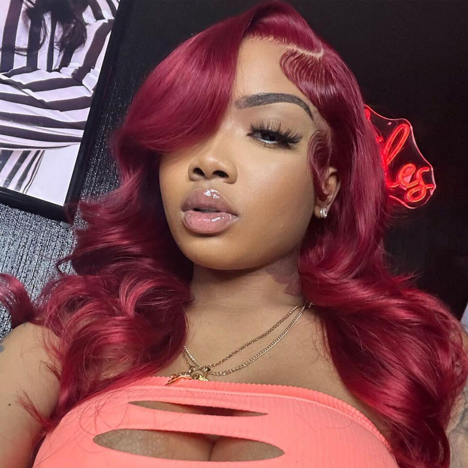 Burgundy 99J Body Wave HD 13x4 Lace Front Wigs 100% Human Hair Wigs With Baby Hair