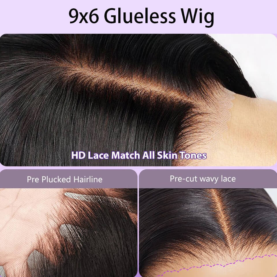 Kinky Straight glueless wigs 9x6 pre max HD lace front wig Yaki human hair wig