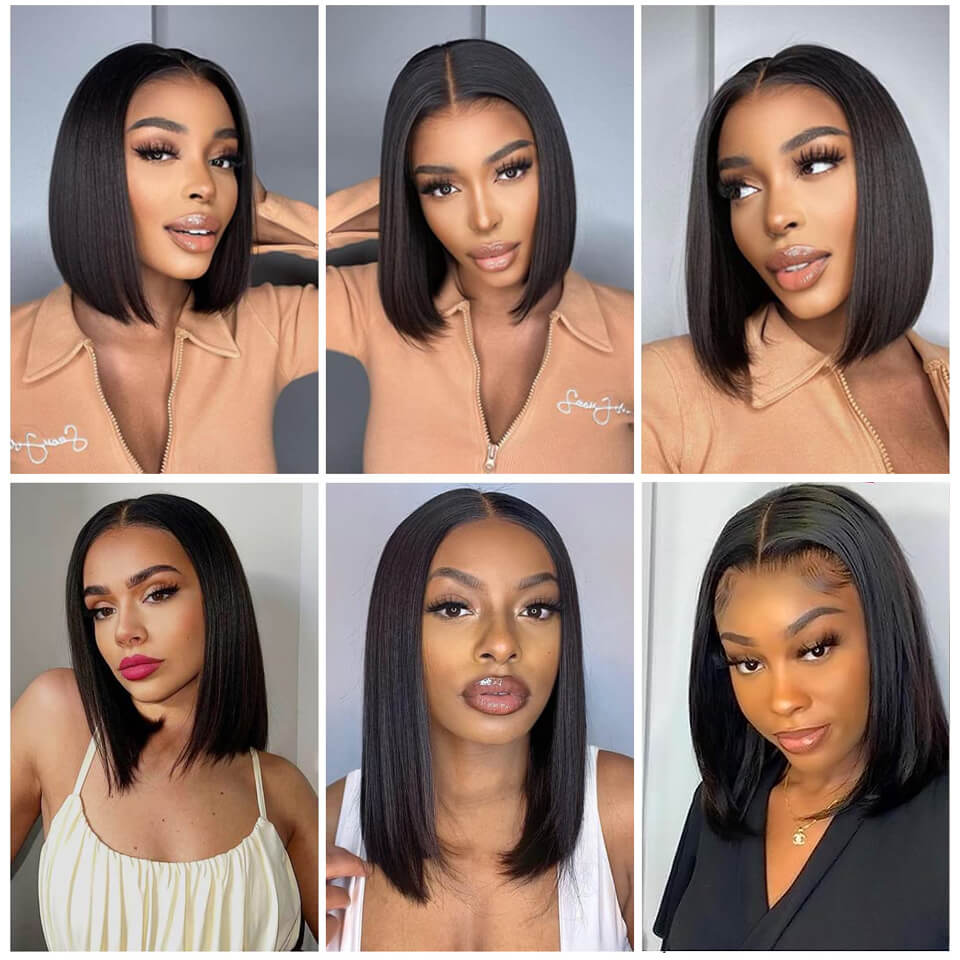 Wear And Go 5x5 Lace Closure wig Glueless HD Straight Bob wig Pre Cut Human Hair Wigs