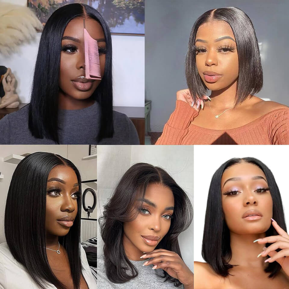 Wear Go Straight Bob 4x4 Lace Closure Wig Glueless HD Pre Cut Human Hair Wigs