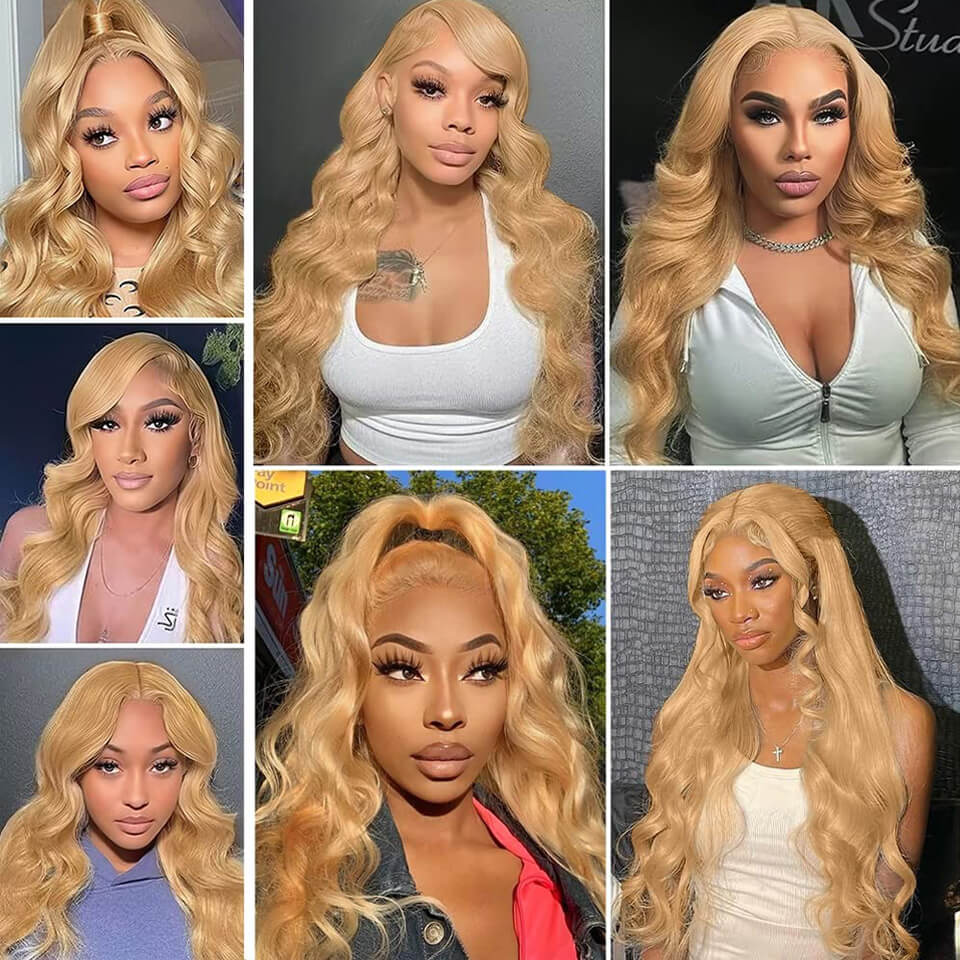 Honey Blond #27 Glueless 5x5 Lace Wigs Pre Cut and Pre Plucked HD Lace Closure Wig