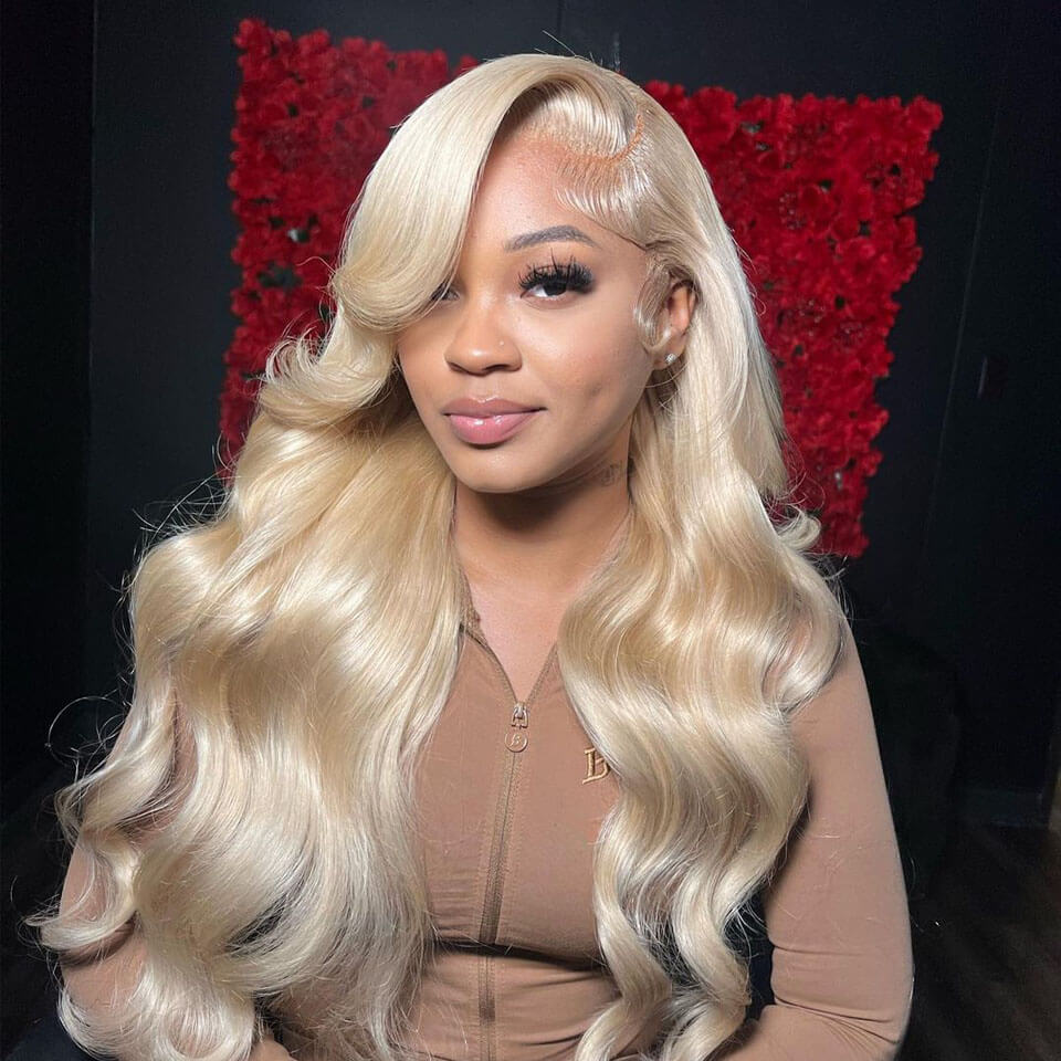 Body Wave Blonde #613 13x6 Lace Frontal Wigs Human Hair Pre-Plucked With Baby Hair