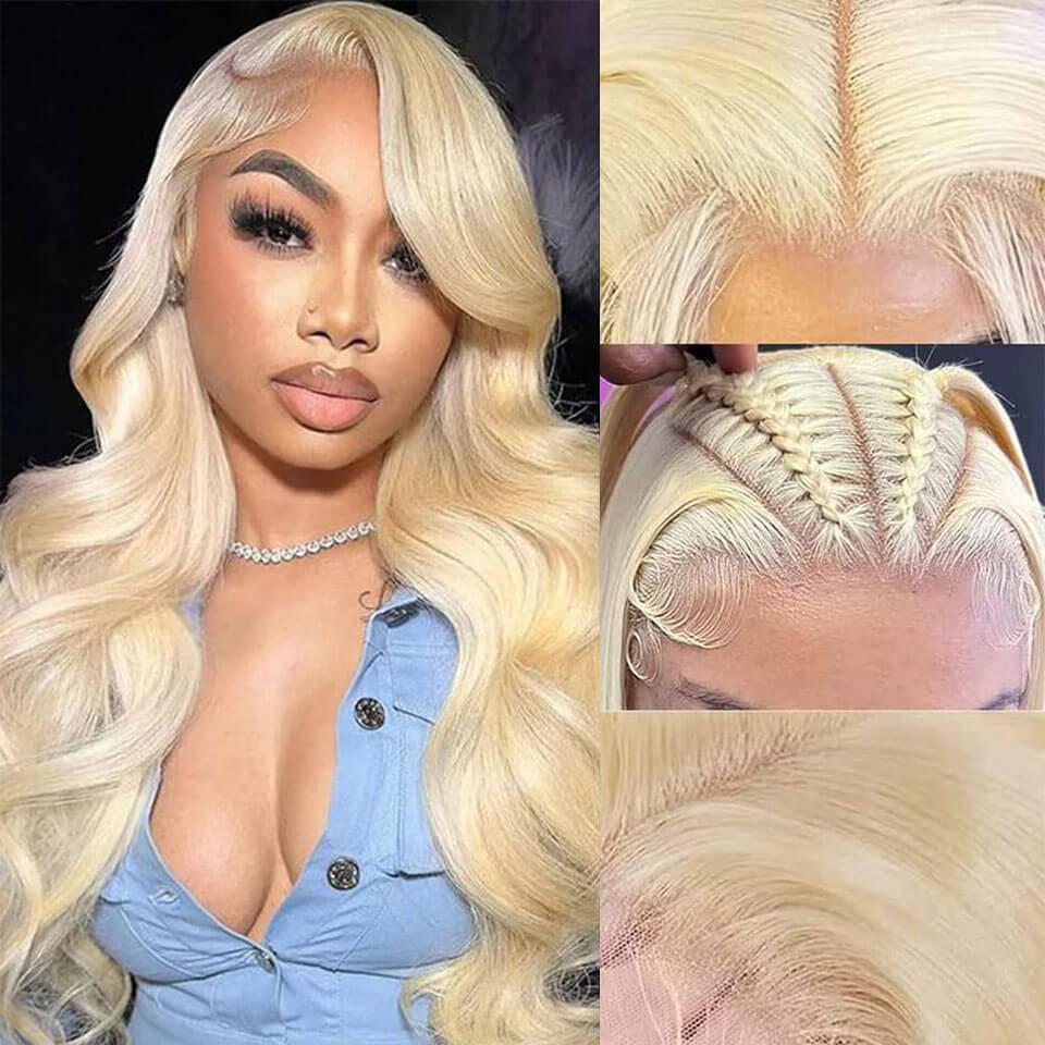 Body Wave Blonde #613 13x6 Lace Frontal Wigs Human Hair Pre-Plucked With Baby Hair