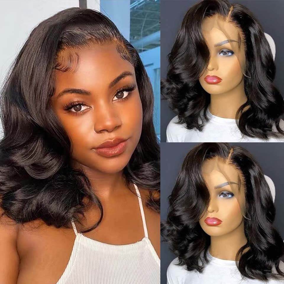 Body Wave Bob Wig 13x4 Lace Front Wigs Human Hair HD Lace Pre Plucked With Baby Hair