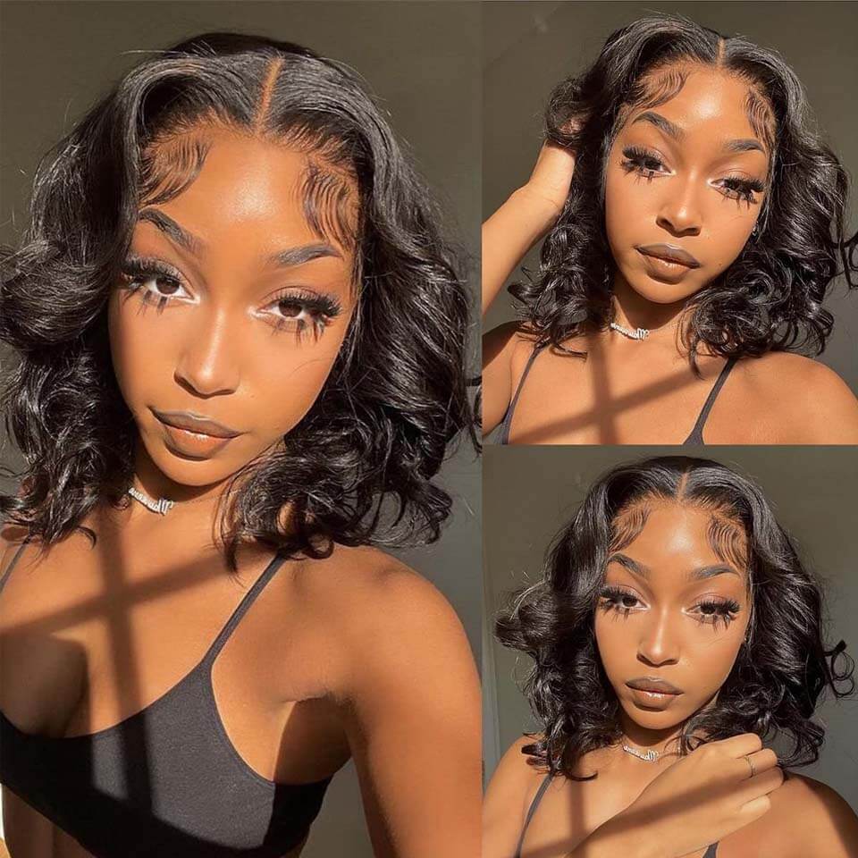 Body Wave Bob Wig 13x4 Lace Front Wigs Human Hair HD Lace Pre Plucked With Baby Hair