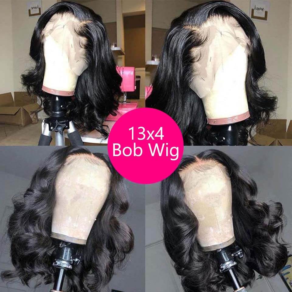 Body Wave Bob Wig 13x4 Lace Front Wigs Human Hair HD Lace Pre Plucked With Baby Hair