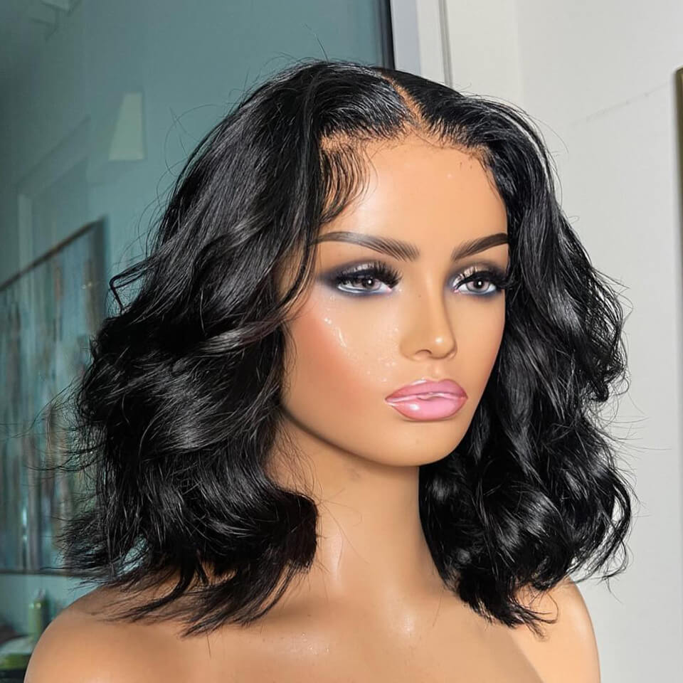 Wear Go Glueless Body Wave Bob Wig Pre Cut Human Hair HD Lace Closure Wigs