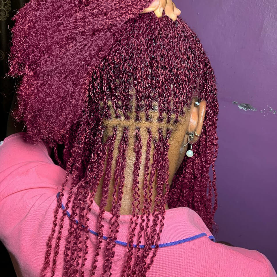 Burgundy Remy Human Hair Afro kinky Bulk Hair For Braiding Mini Twists Locs Hair