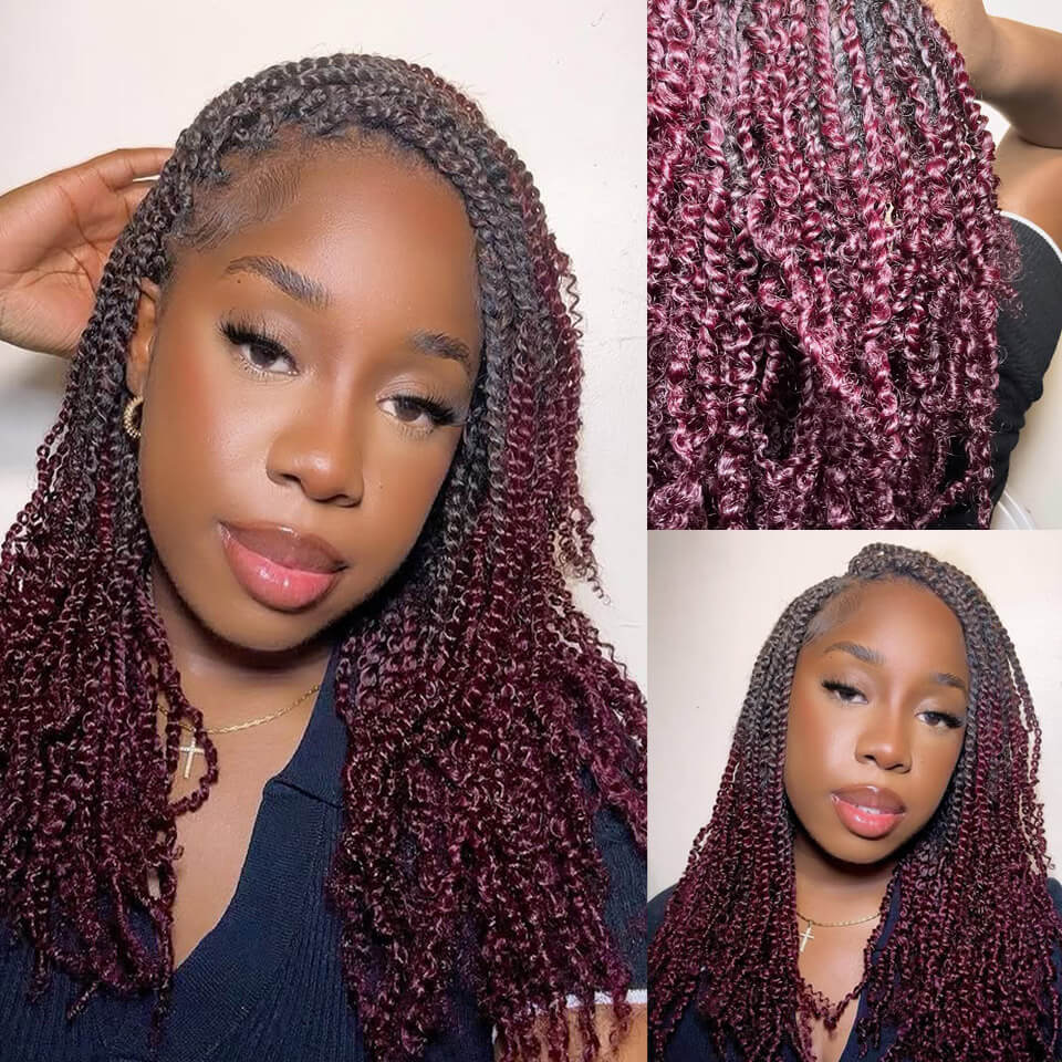 Burgundy Remy Human Hair Afro kinky Bulk Hair For Braiding Mini Twists Locs Hair