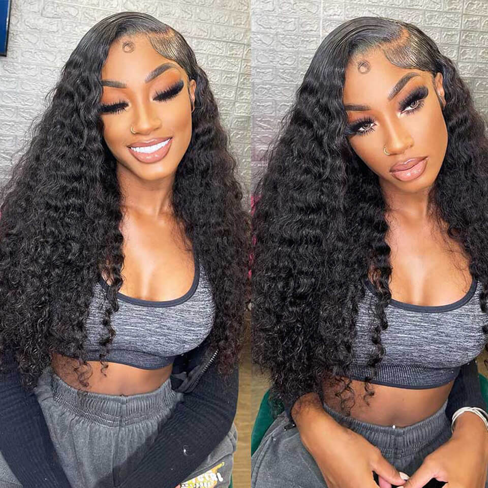 New In 9x6 glueless wear go wig deep wave human hair HD pre cut pre plucked lace wig