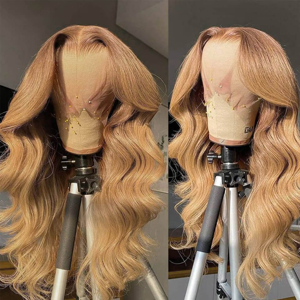 Honey Blond #27 Glueless 5x5 Lace Wigs Pre Cut and Pre Plucked HD Lace Closure Wig