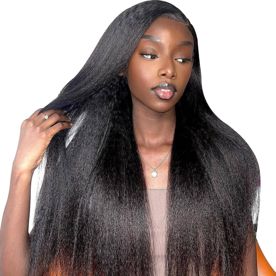 Kinky Straight V Part Wigs Glueless Human Hair Wigs No Sew In No Glue NO Leave Out V Part Wig